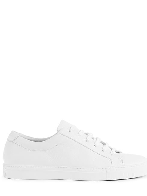 Reiss White Darren Tumbled Leather Sneakers