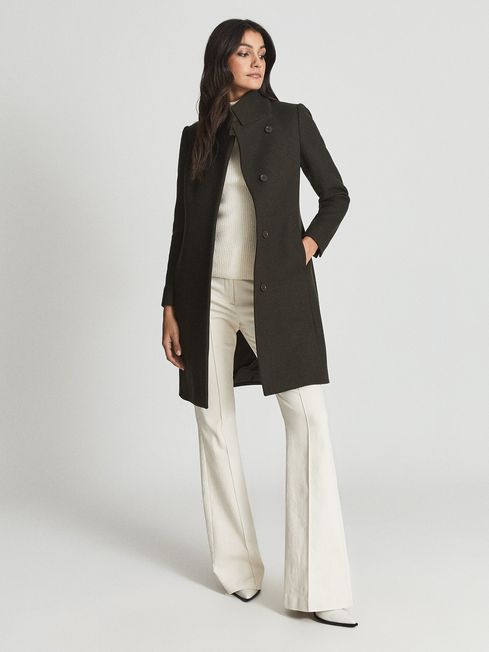Reiss Green Marcie Wool Blend Coat