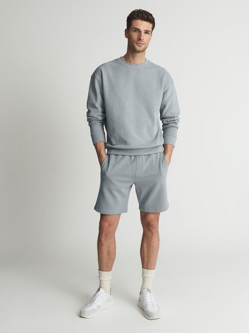 Reiss Dusty Blue Alistar Oversized Garment Dye Sweatshirt