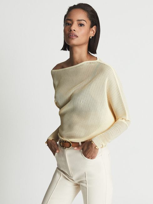 Reiss Angie Sheer Stripe Asymmetric Jumper REISS