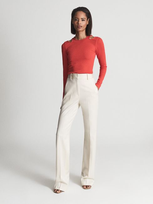 Reiss Red Laurel Cut Out Jersey Top