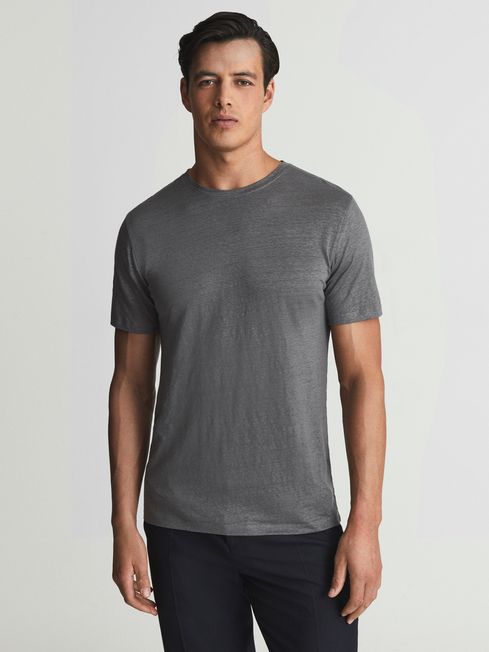 Linen crew online neck t shirt