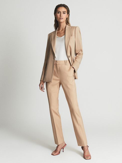 New Look tie waist tapered trousers in camel  ASOS