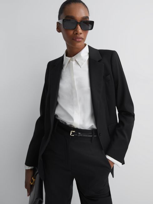 Reiss Black Haisley Single Breasted Suit Blazer