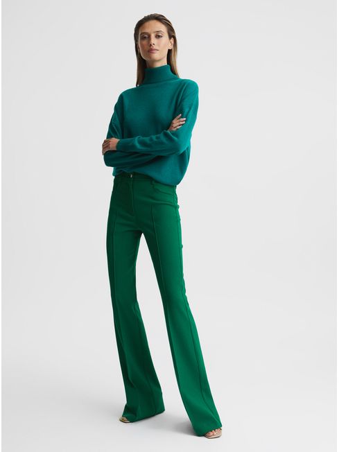 Petite Green Flared Trousers  Petite  PrettyLittleThing