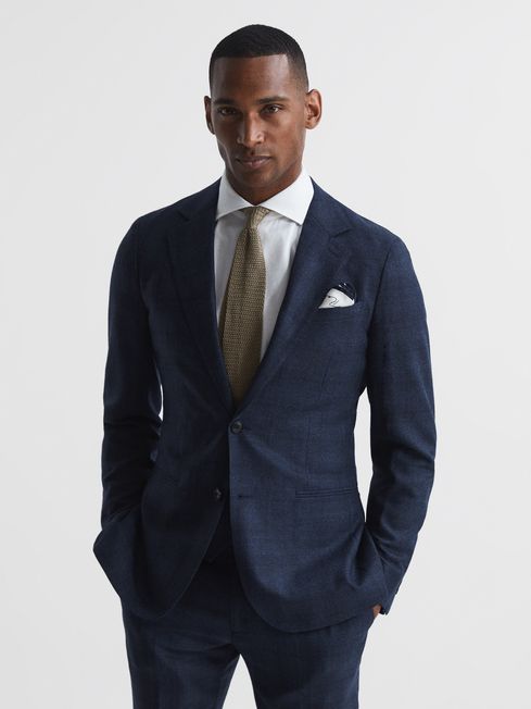 Reiss Ancroft Single Breasted Prince Of Wales Check Blazer - REISS