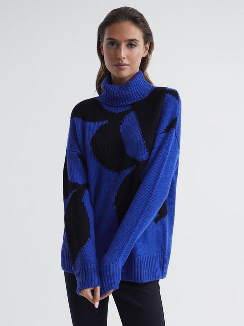 Reiss Brittany Wool-Cashmere Bloom Logo Roll Neck Jumper - REISS