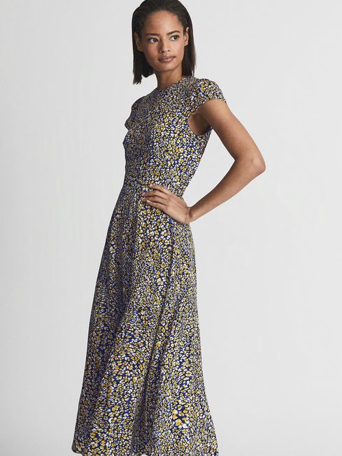 Reiss Livia Printed Cut-Out Back Midi Dress - REISS