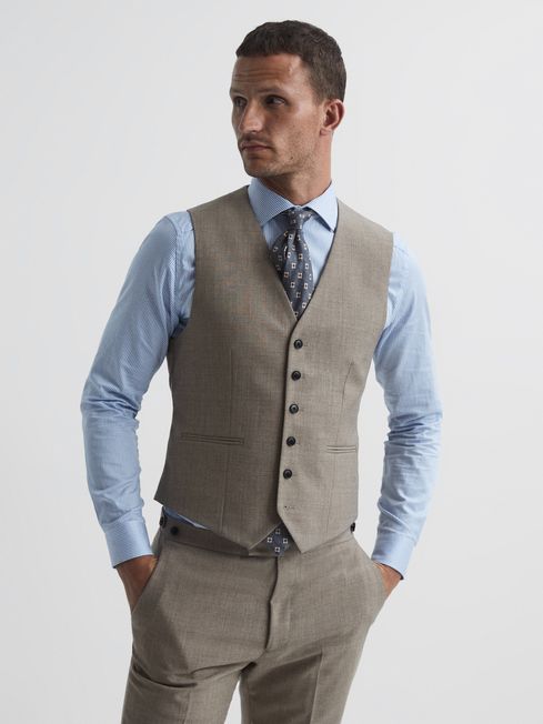 Reiss Rope Textured Wool Waistcoat REISS