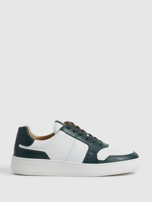 Reiss Ecru Aira Low Top Leather Trainers