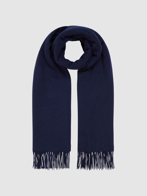 Reiss Navy Picton Cashmere Blend Scarf