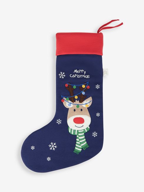 Buy Navy Appliqué Reindeer Stocking from the JoJo Maman Bébé UK online shop