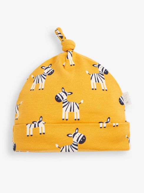 JoJo Maman Bébé Yellow Zebra Print Cotton Baby Hat