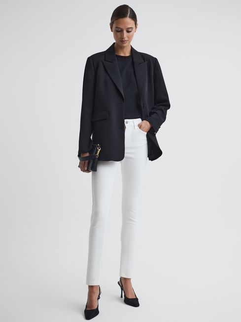 Reiss White Lux Mid Rise Skinny Jeans