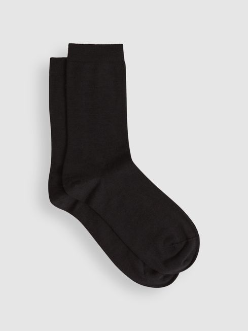 Reiss Black Celine Fine Wool Loafer Socks
