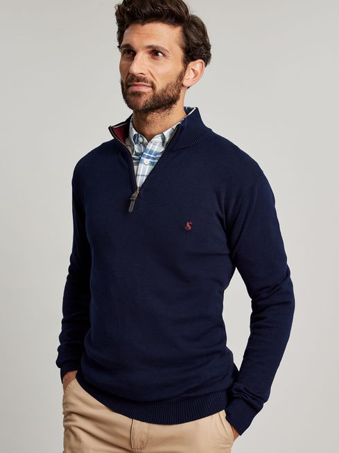 Buy Joules Navy Hillside 1/4 Zip Funnel Neck Jumper from the Joules ...