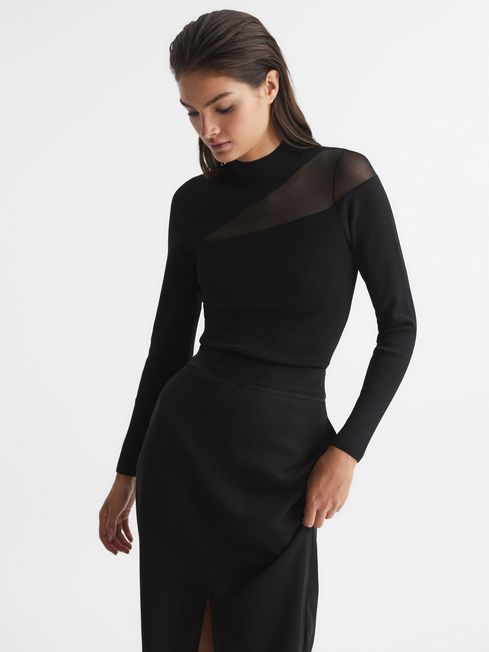Reiss Davina Asymmetric Sheer Cutout Jumper REISS