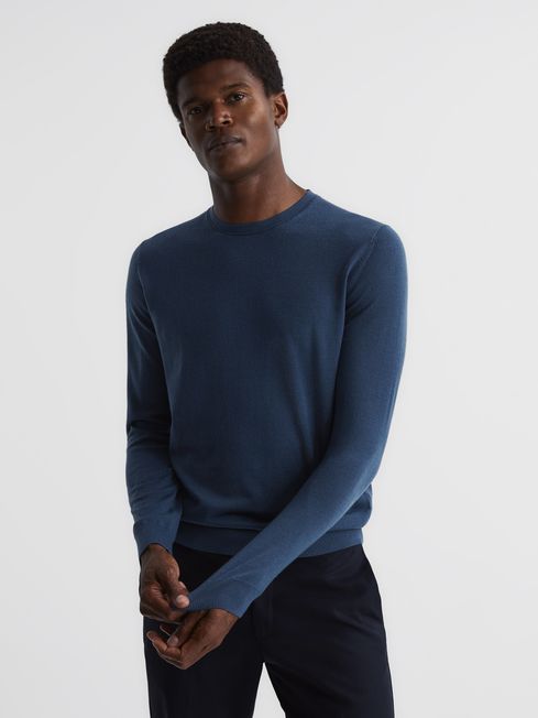 Reiss Bright Airforce Wessex Pure Wool Jumper
