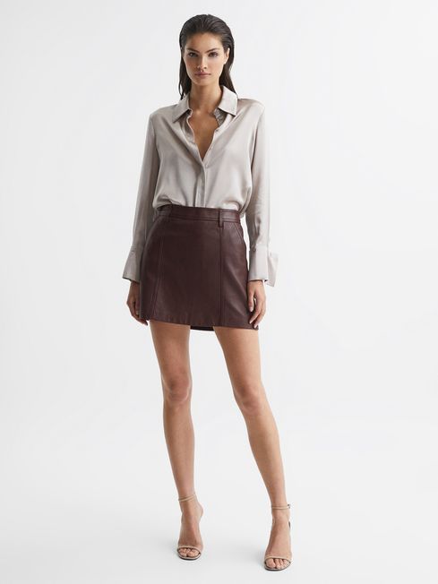 Reiss Eliza Leather Mini Skirt - REISS