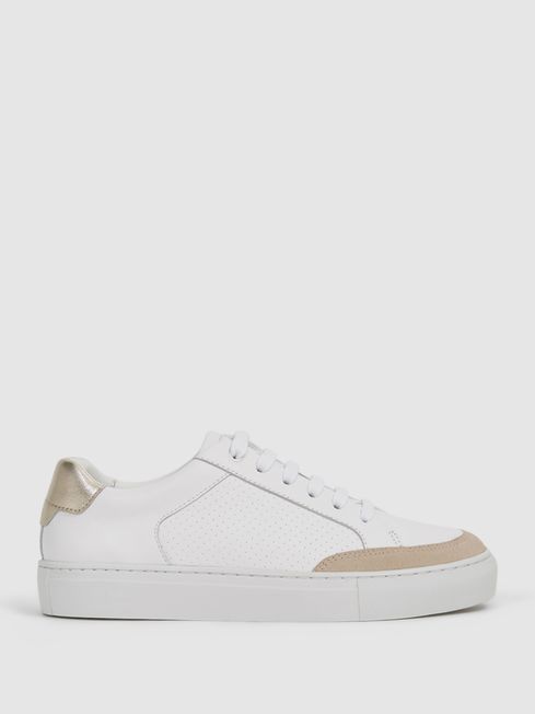 Reiss Gold Ashley Low Top Leather Trainers