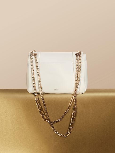 REISS Alma Small Leather Clutch Bag