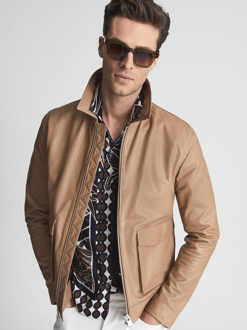 Reiss mens outlet leather jacket
