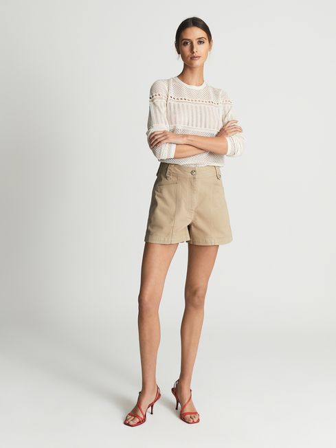 Reiss Stone Romana Cargo Denim Shorts