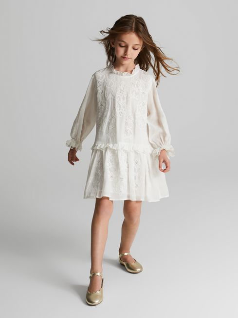 Reiss Lyra Junior Lace Embroidered Dress - REISS
