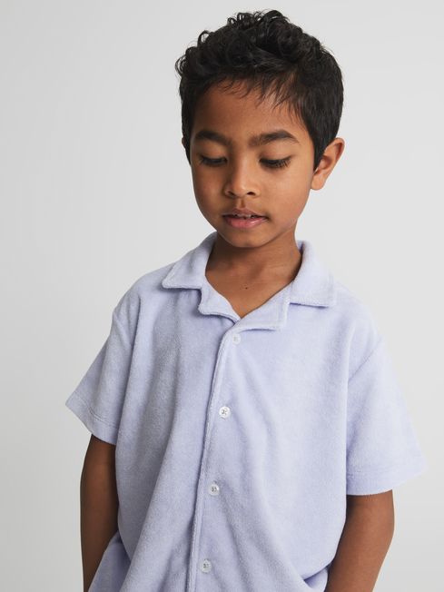 Reiss Lilac Johnson Junior Short Sleeve Cuban Collar Shirt