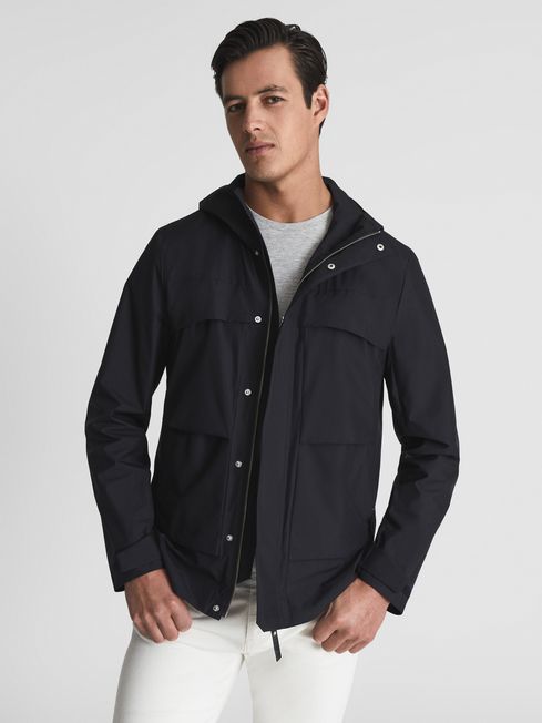 Reiss Gallowgate Zip Through Hooded Technical Jacket REISS