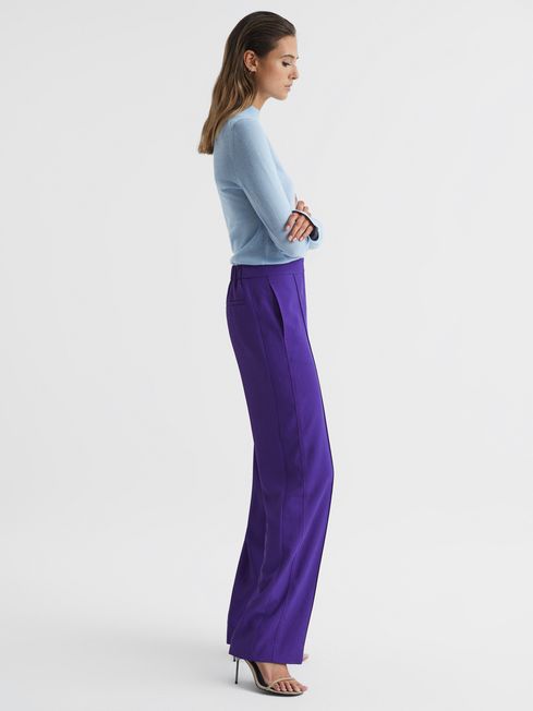 Monki Metallic Straight Leg Trousers in Purple | Lyst