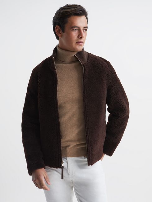 Reiss mens shearling jacket Clearance