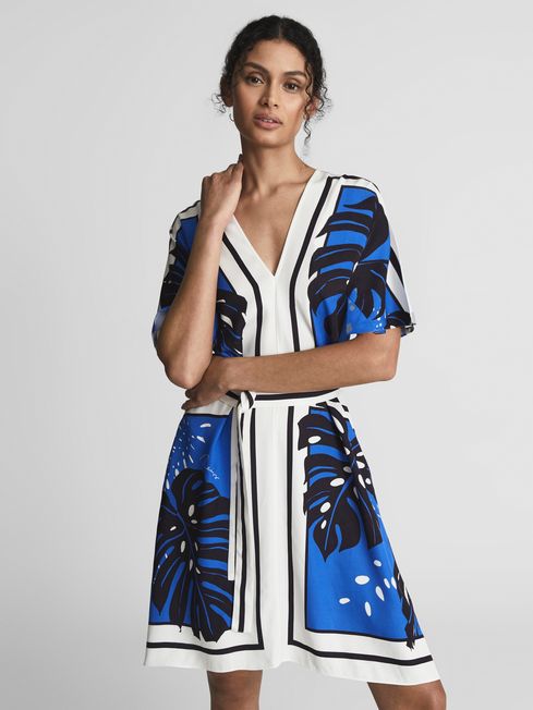Reiss Hannah Palm Print Mini Dress REISS
