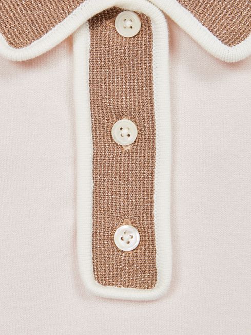 Reiss Pink Eliza Junior Lace Back Polo