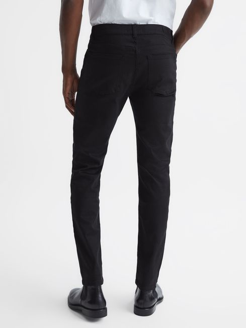 Reiss Black Rufus Tapered Slim Fit Jersey Stretch Jeans