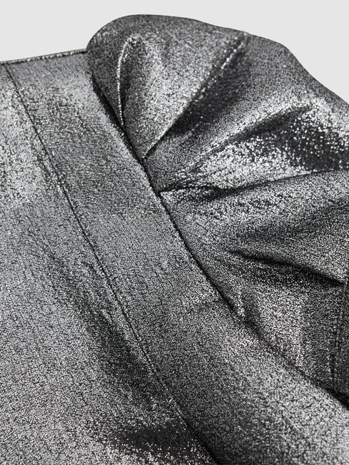 Reiss Silver Ellie Senior Metallic Shoulder Detail Dress