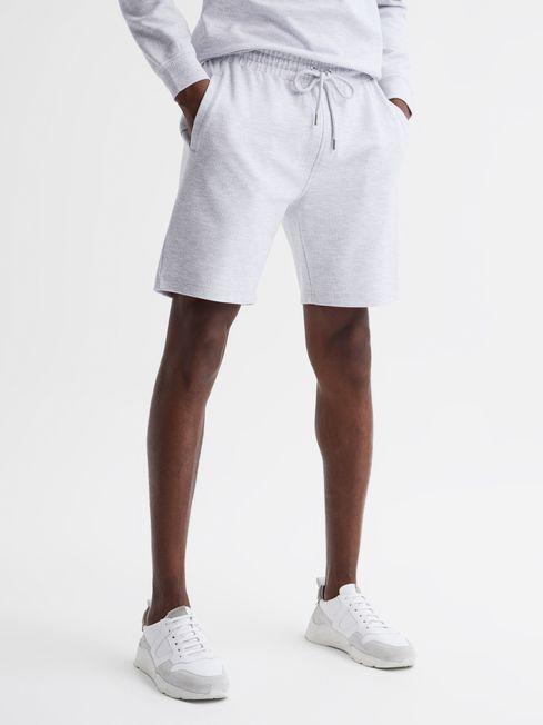 Reiss Grey Melange Robin Textured Drawstring Shorts