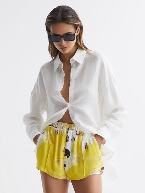 Reiss Yellow Odette Elasticated Waist Shorts