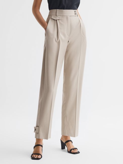 Womens Belted High Waisted Cropped Trousers  Boohoo UK