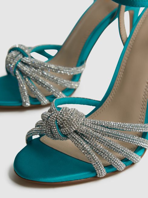 Reiss Blue Estel Embellished Heeled Sandals