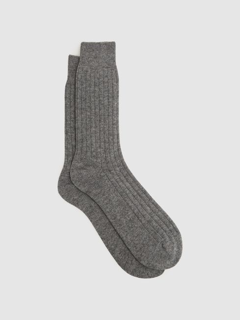 Reiss Cirby Wool-Cashmere Blend Ribbed Socks - REISS