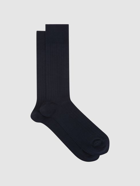 Reiss Navy Fela Ribbed Socks