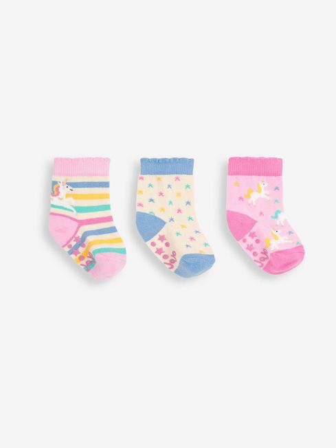 JoJo Maman Bébé Pink 3-Pack Unicorn Socks