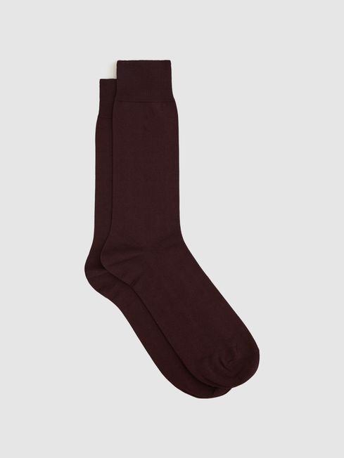 Reiss Bordeaux Mari Mercerised Cotton Blend Sock