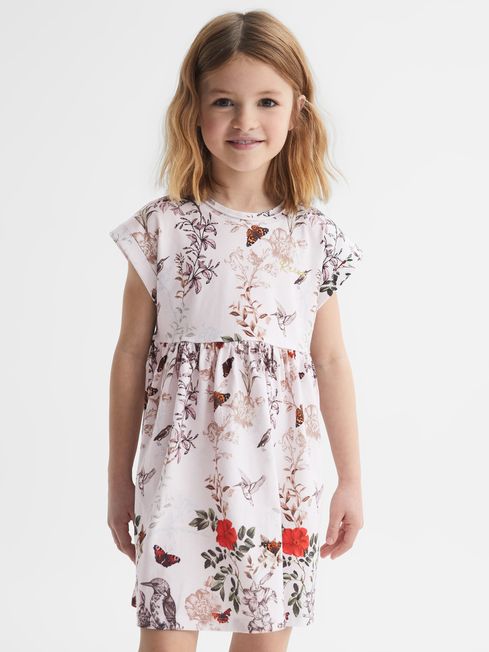 Reiss Pale Pink Dahlia Senior Floral Print Jersey Dress