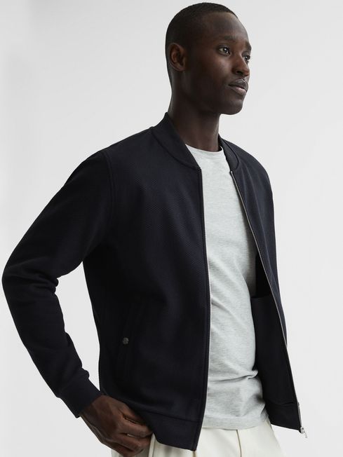 Reiss Bolton Slim Fit Zip Through Textured Jacket - REISS