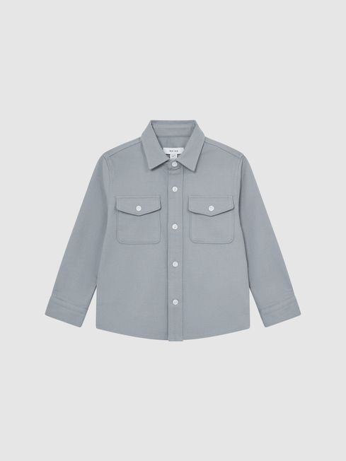 Reiss Soft Blue Carlo Junior Long Sleeve Textured Overshirt