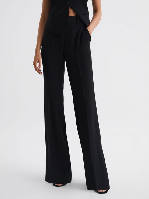 Jet Black Wide Leg Leather Pant  Offduty India