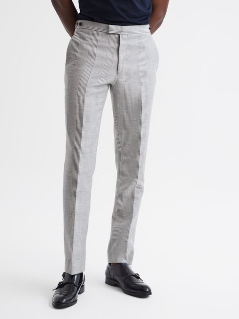 Reiss Trail Cotton and Linen Front Pleat Trousers Oatmeal 28R