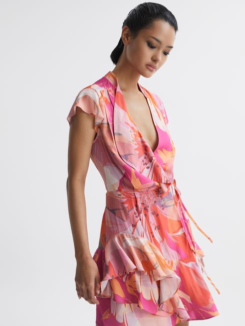 Pink tropical outlet print dress